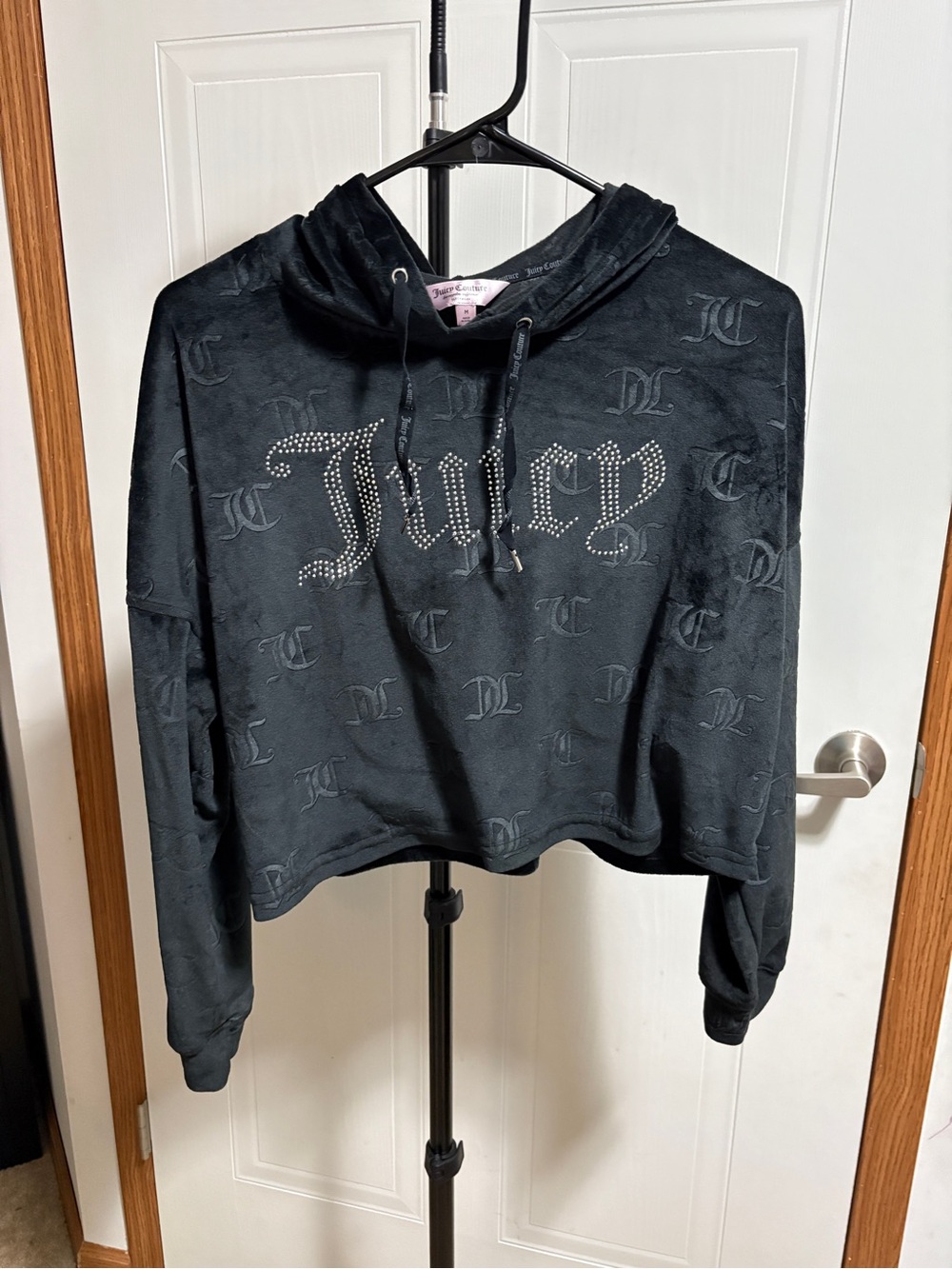 Juicy Couture Black Hooded Sweatshirt with Pink Logo Tag